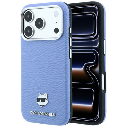 Husa MagSafe pentru Apple iPhone 18 Pro / 17 Pro, Karl Lagerfeld, Grained Choupette Head, Bleu