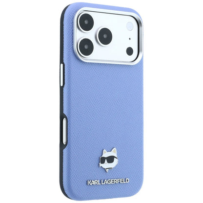 Husa MagSafe pentru Apple iPhone 18 Pro / 17 Pro, Karl Lagerfeld, Grained Choupette Head, Bleu