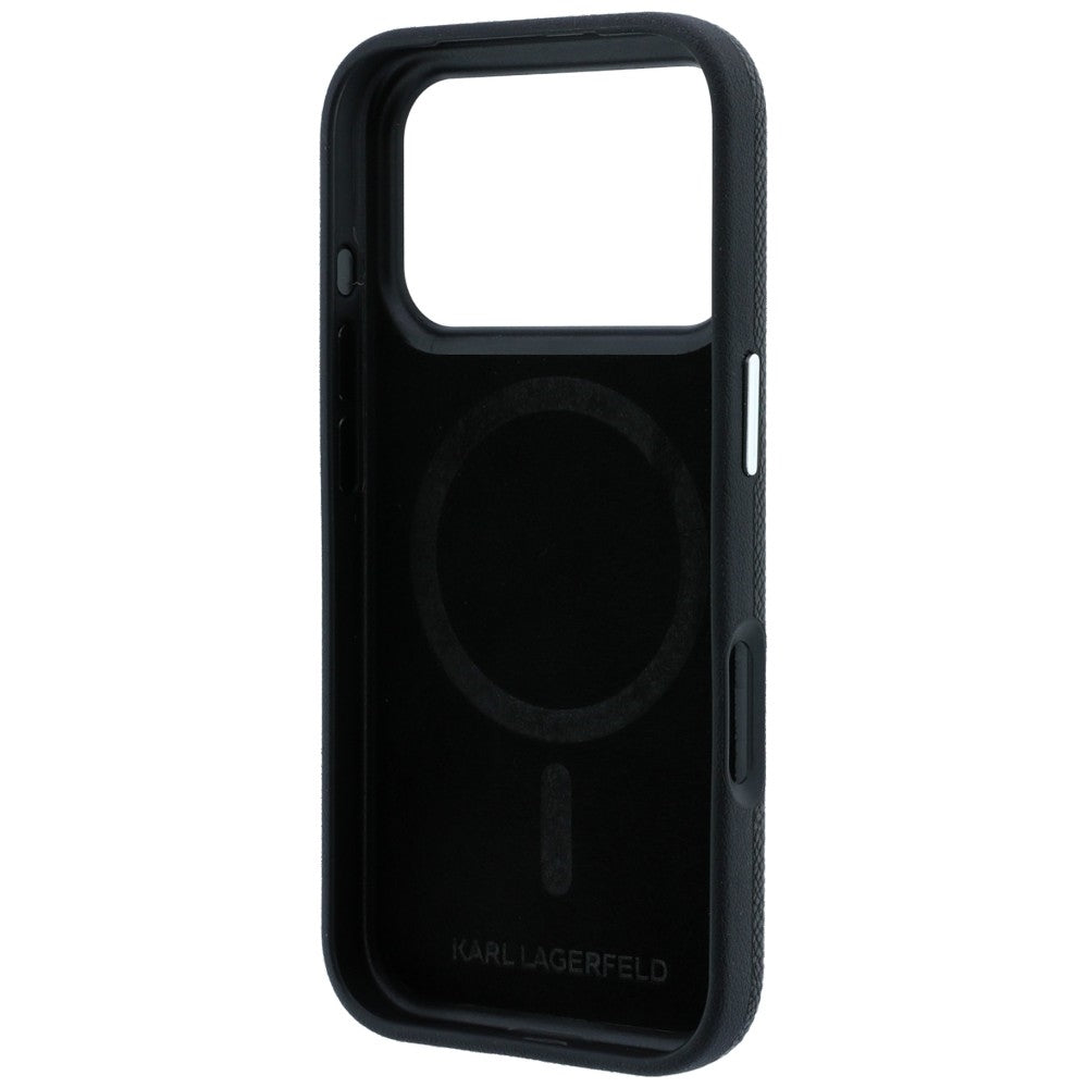 Husa MagSafe pentru Apple iPhone 18 Pro / 17 Pro, Karl Lagerfeld, Grained Choupette Head, Neagra