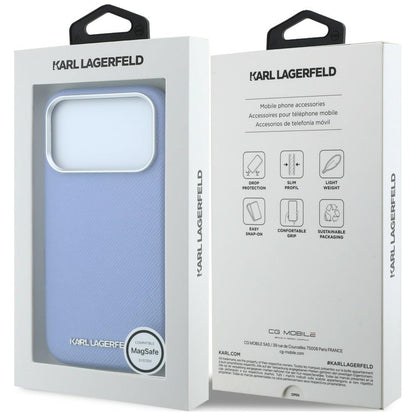 Husa MagSafe pentru Apple iPhone 18 Pro / 17 Pro, Karl Lagerfeld, Grained Elongated Logo, Albastra