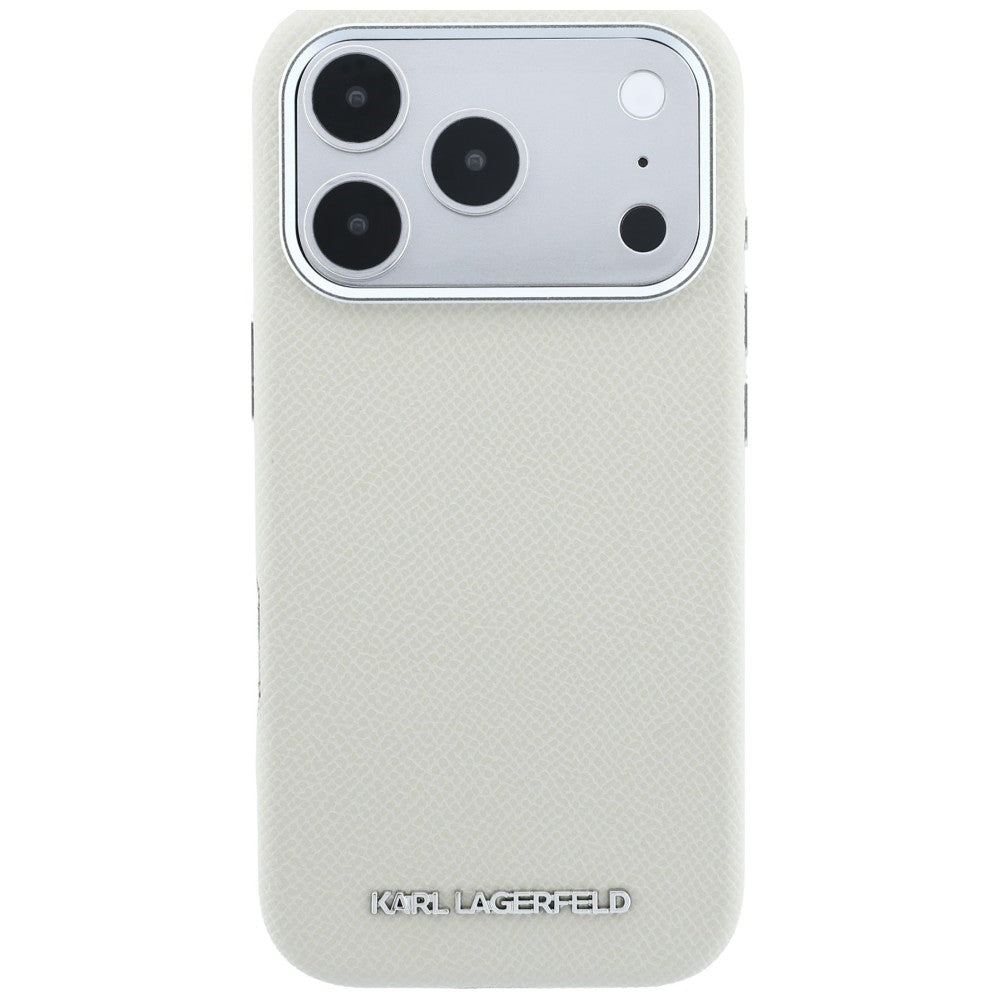 Husa MagSafe pentru Apple iPhone 18 Pro / 17 Pro, Karl Lagerfeld, Grained Elongated Logo, Bej