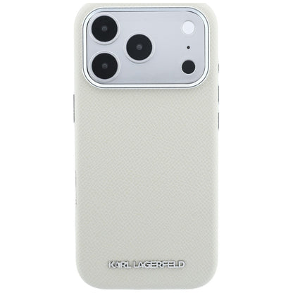 Husa MagSafe pentru Apple iPhone 18 Pro / 17 Pro, Karl Lagerfeld, Grained Elongated Logo, Bej