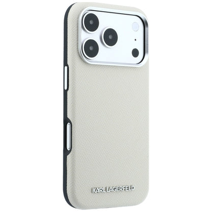 Husa MagSafe pentru Apple iPhone 18 Pro / 17 Pro, Karl Lagerfeld, Grained Elongated Logo, Bej