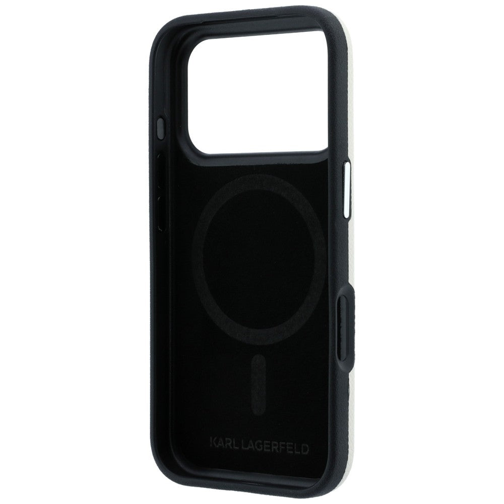 Husa MagSafe pentru Apple iPhone 18 Pro / 17 Pro, Karl Lagerfeld, Grained Elongated Logo, Bej
