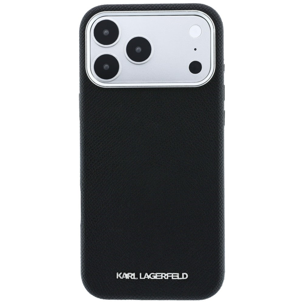 Husa MagSafe pentru Apple iPhone 18 Pro / 17 Pro, Karl Lagerfeld, Grained Elongated Logo, Neagra