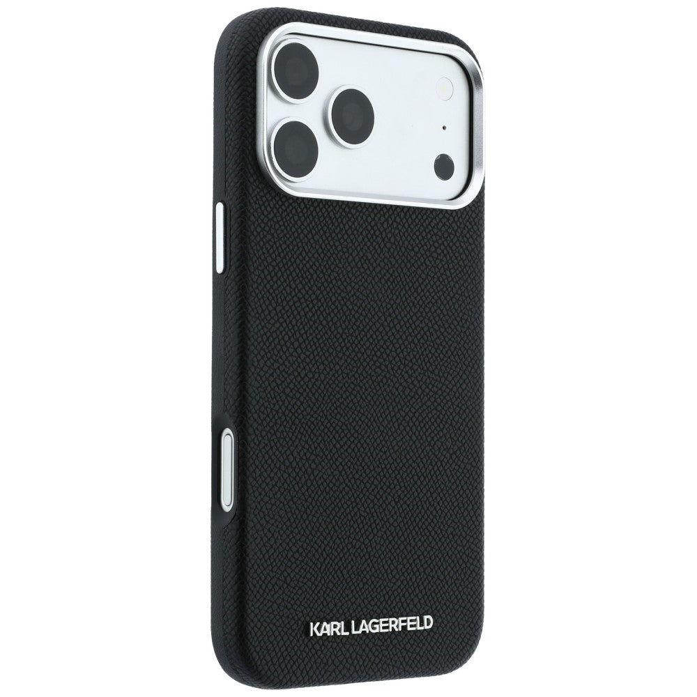 Husa MagSafe pentru Apple iPhone 18 Pro / 17 Pro, Karl Lagerfeld, Grained Elongated Logo, Neagra