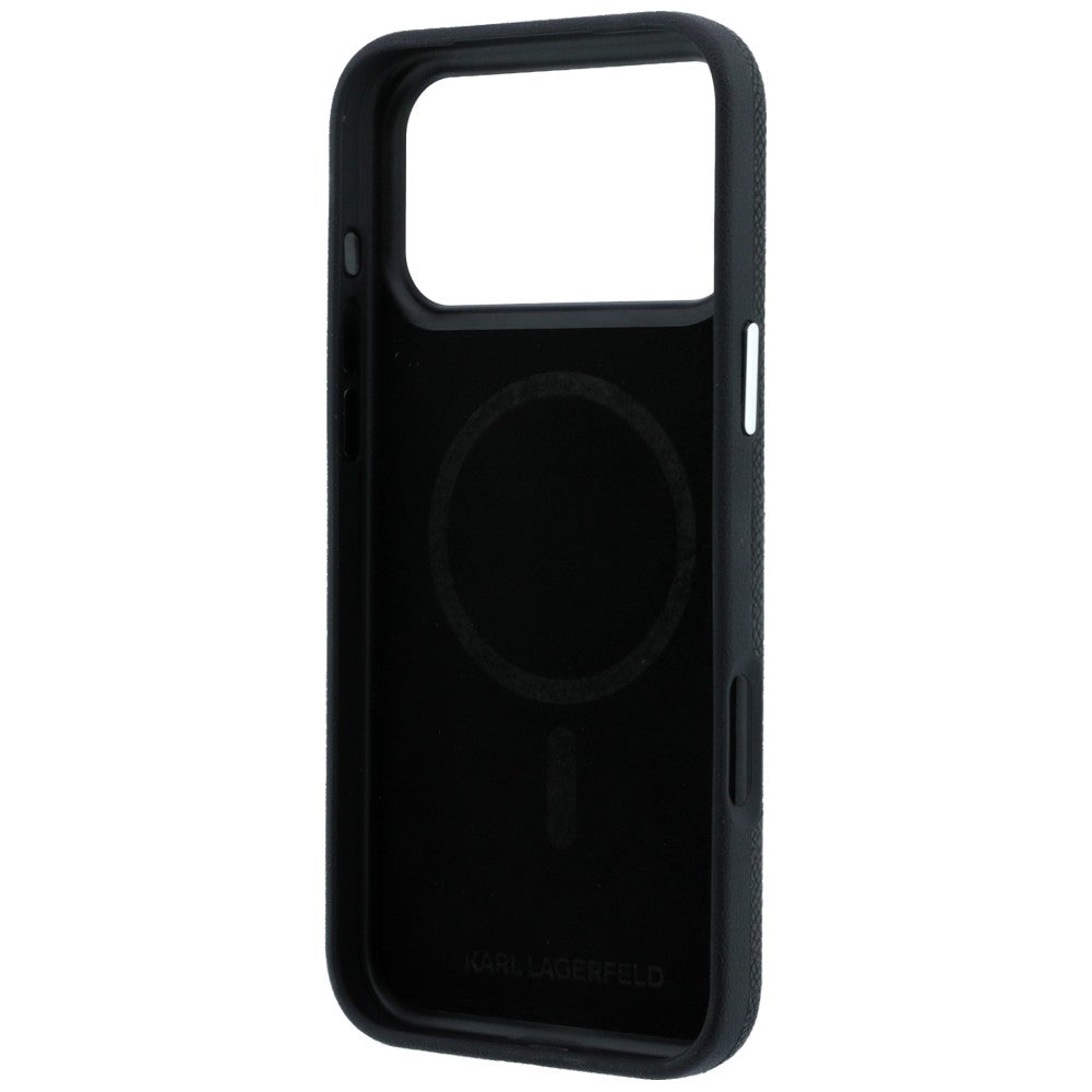 Husa MagSafe pentru Apple iPhone 18 Pro / 17 Pro, Karl Lagerfeld, Grained Elongated Logo, Neagra