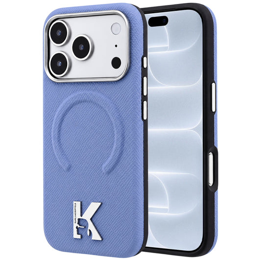 Husa MagSafe pentru Apple iPhone 18 Pro / 17 Pro, Karl Lagerfeld, Grained Embossed Ring , Bleu