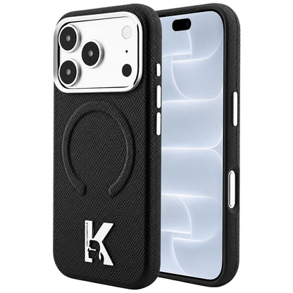 Husa MagSafe pentru Apple iPhone 18 Pro / 17 Pro, Karl Lagerfeld, Grained Embossed Ring , Neagra