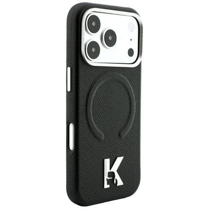 Husa MagSafe pentru Apple iPhone 18 Pro / 17 Pro, Karl Lagerfeld, Grained Embossed Ring , Neagra