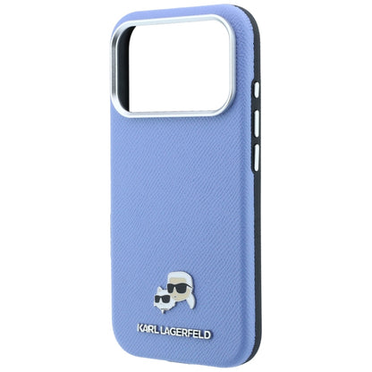 Husa MagSafe pentru Apple iPhone 18 Pro / 17 Pro, Karl Lagerfeld, Grained Karl & Choupette Head's Metal, Bleu