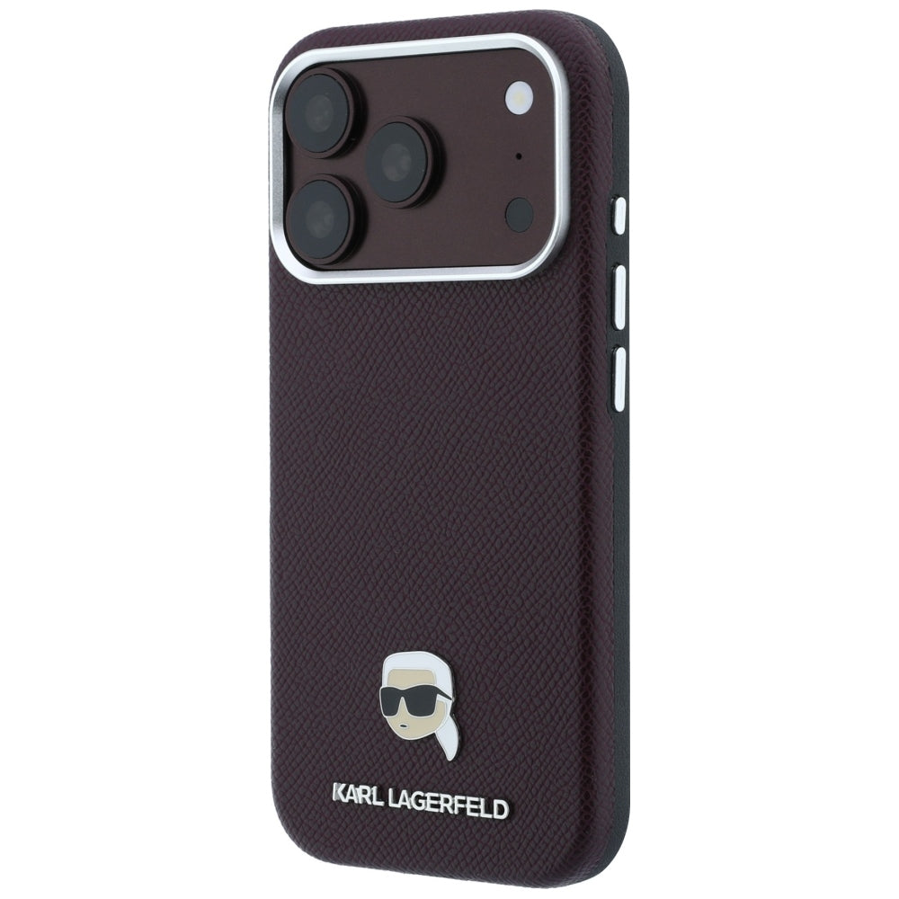 Husa MagSafe pentru Apple iPhone 18 Pro / 17 Pro, Karl Lagerfeld, Grained Karl Head's Metal, Visinie