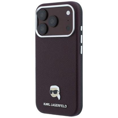 Husa MagSafe pentru Apple iPhone 18 Pro / 17 Pro, Karl Lagerfeld, Grained Karl Head's Metal, Visinie