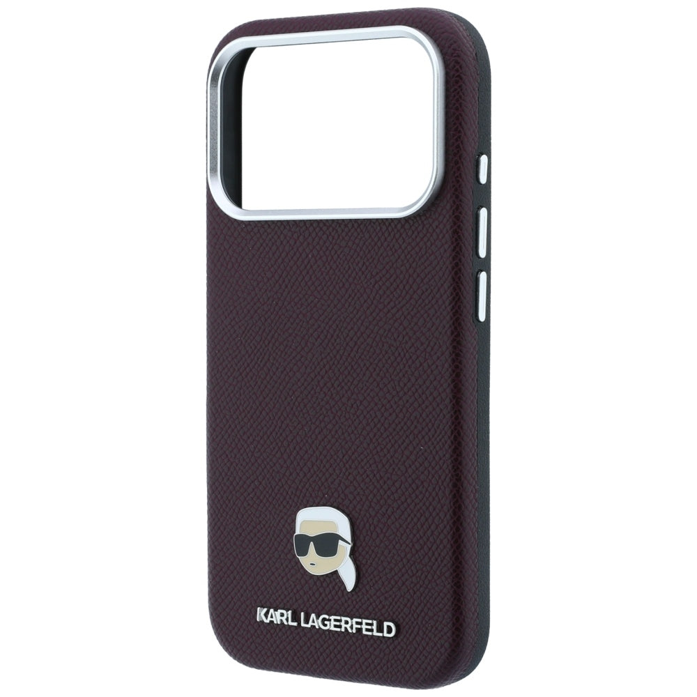 Husa MagSafe pentru Apple iPhone 18 Pro / 17 Pro, Karl Lagerfeld, Grained Karl Head's Metal, Visinie