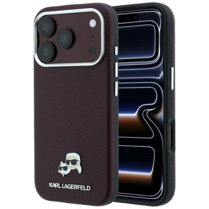 Husa MagSafe pentru Apple iPhone 18 Pro / 17 Pro, Karl Lagerfeld, Grained KC Heads, Visinie
