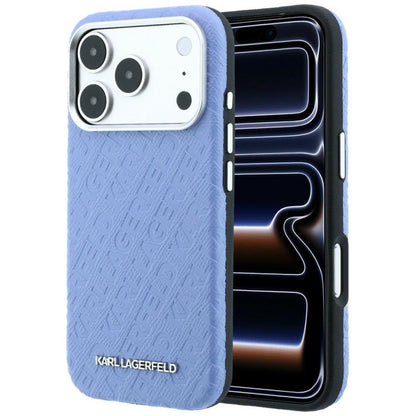 Husa MagSafe pentru Apple iPhone 18 Pro / 17 Pro, Karl Lagerfeld, Grained Metal Logo, Albastra