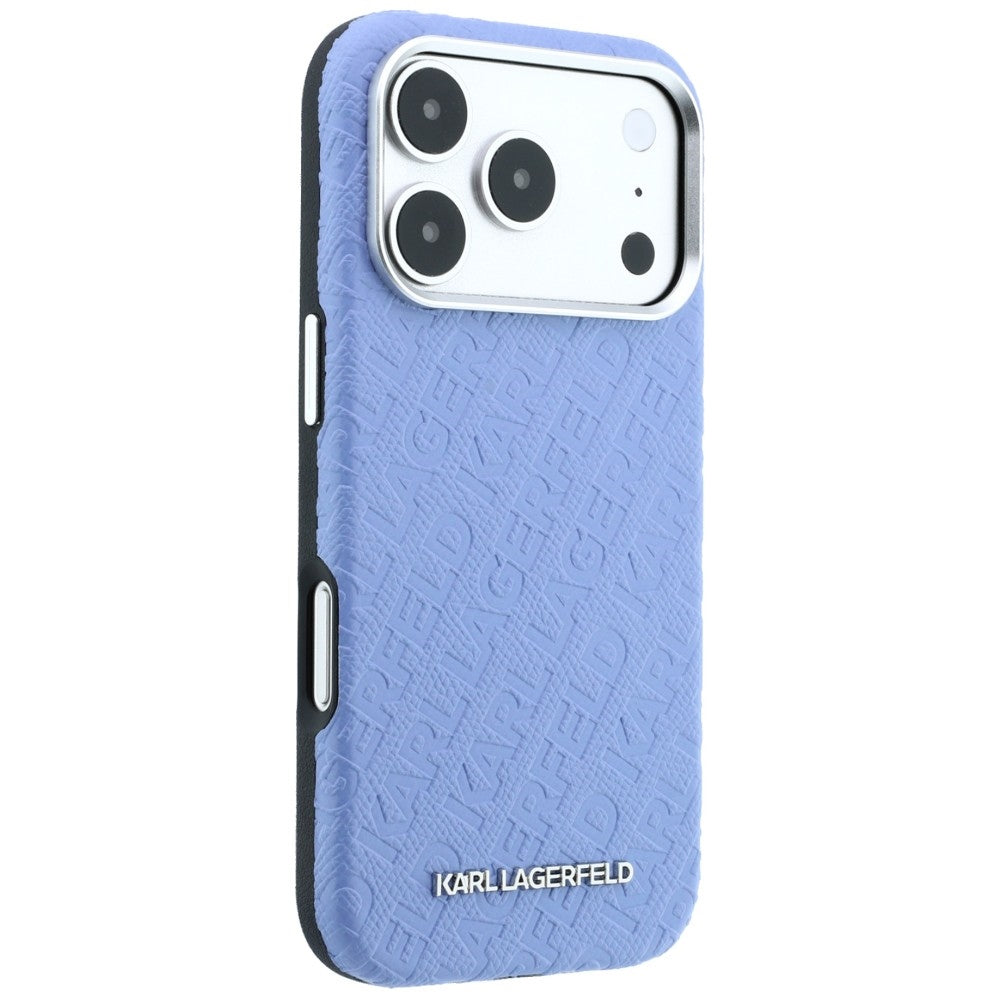 Husa MagSafe pentru Apple iPhone 18 Pro / 17 Pro, Karl Lagerfeld, Grained Metal Logo, Albastra