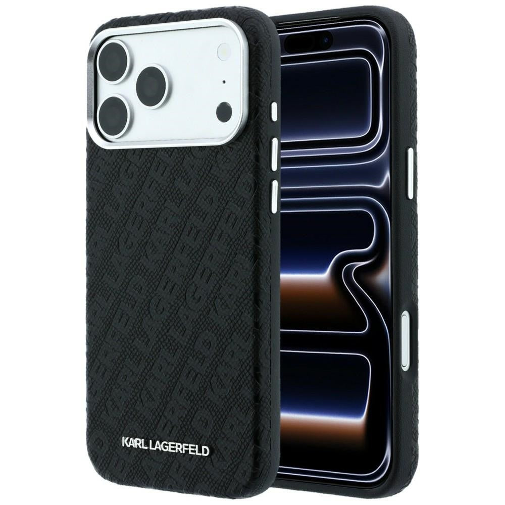 Husa MagSafe pentru Apple iPhone 18 Pro / 17 Pro, Karl Lagerfeld, Grained Metal Logo, Neagra