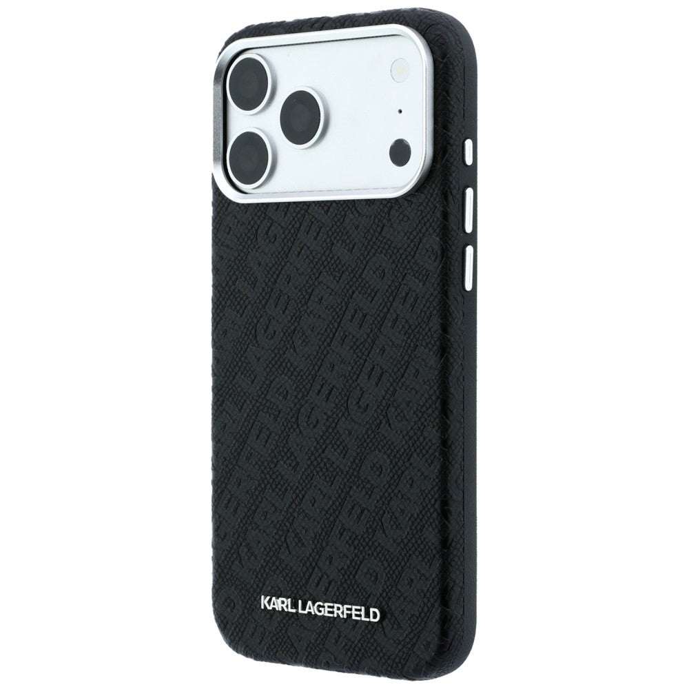 Husa MagSafe pentru Apple iPhone 18 Pro / 17 Pro, Karl Lagerfeld, Grained Metal Logo, Neagra