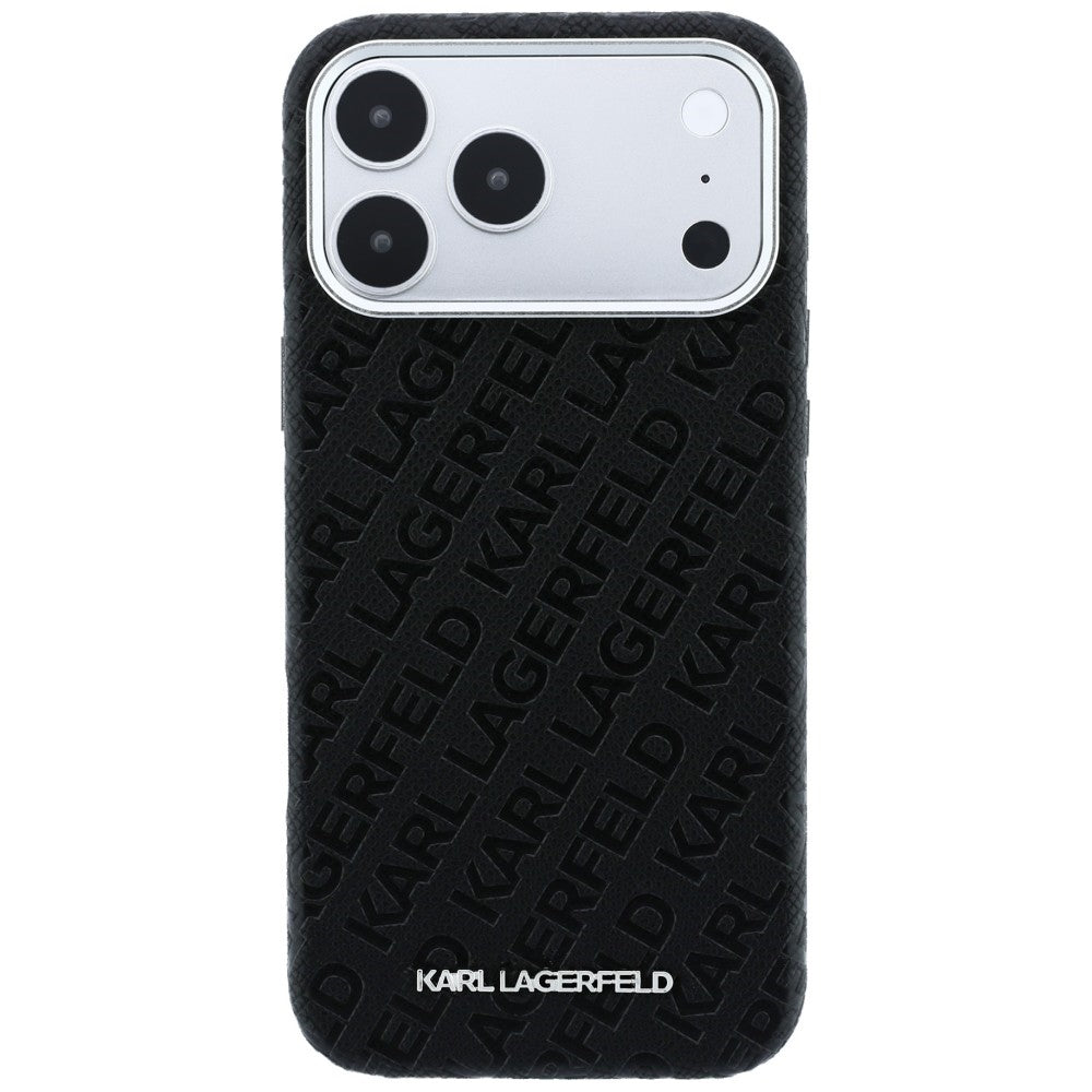 Husa MagSafe pentru Apple iPhone 18 Pro / 17 Pro, Karl Lagerfeld, Grained Metal Logo, Neagra