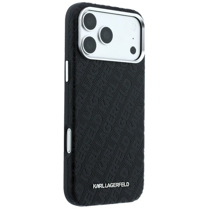 Husa MagSafe pentru Apple iPhone 18 Pro / 17 Pro, Karl Lagerfeld, Grained Metal Logo, Neagra