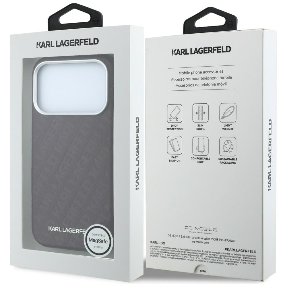 Husa MagSafe pentru Apple iPhone 18 Pro / 17 Pro, Karl Lagerfeld, Grained Metal Logo, Visinie