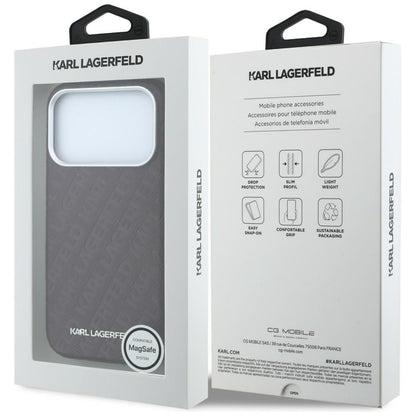 Husa MagSafe pentru Apple iPhone 18 Pro / 17 Pro, Karl Lagerfeld, Grained Metal Logo, Visinie