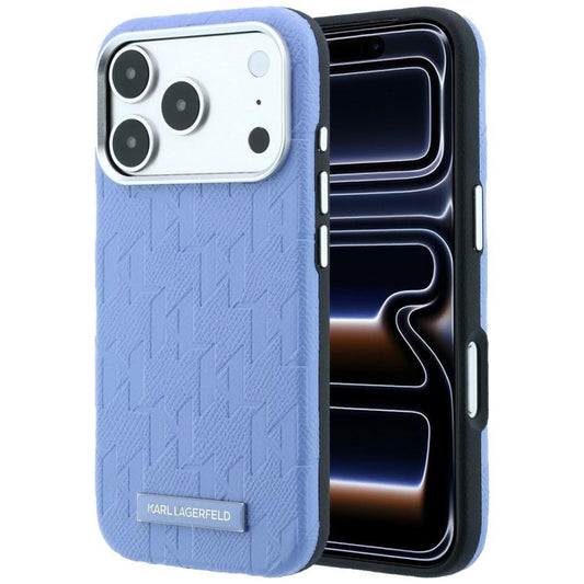 Husa MagSafe pentru Apple iPhone 18 Pro / 17 Pro, Karl Lagerfeld, Grained Mono Resin Logo, Bleu