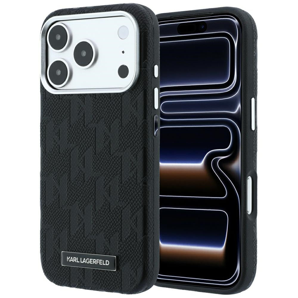 Husa MagSafe pentru Apple iPhone 18 Pro / 17 Pro, Karl Lagerfeld, Grained Mono Resin Logo, Neagra