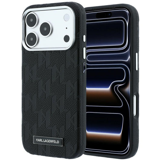 Husa MagSafe pentru Apple iPhone 18 Pro / 17 Pro, Karl Lagerfeld, Grained Mono Resin Logo, Neagra