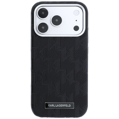 Husa MagSafe pentru Apple iPhone 18 Pro / 17 Pro, Karl Lagerfeld, Grained Mono Resin Logo, Neagra