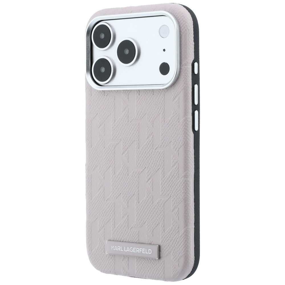 Husa MagSafe pentru Apple iPhone 18 Pro / 17 Pro, Karl Lagerfeld, Grained Mono Resin Logo, Roz