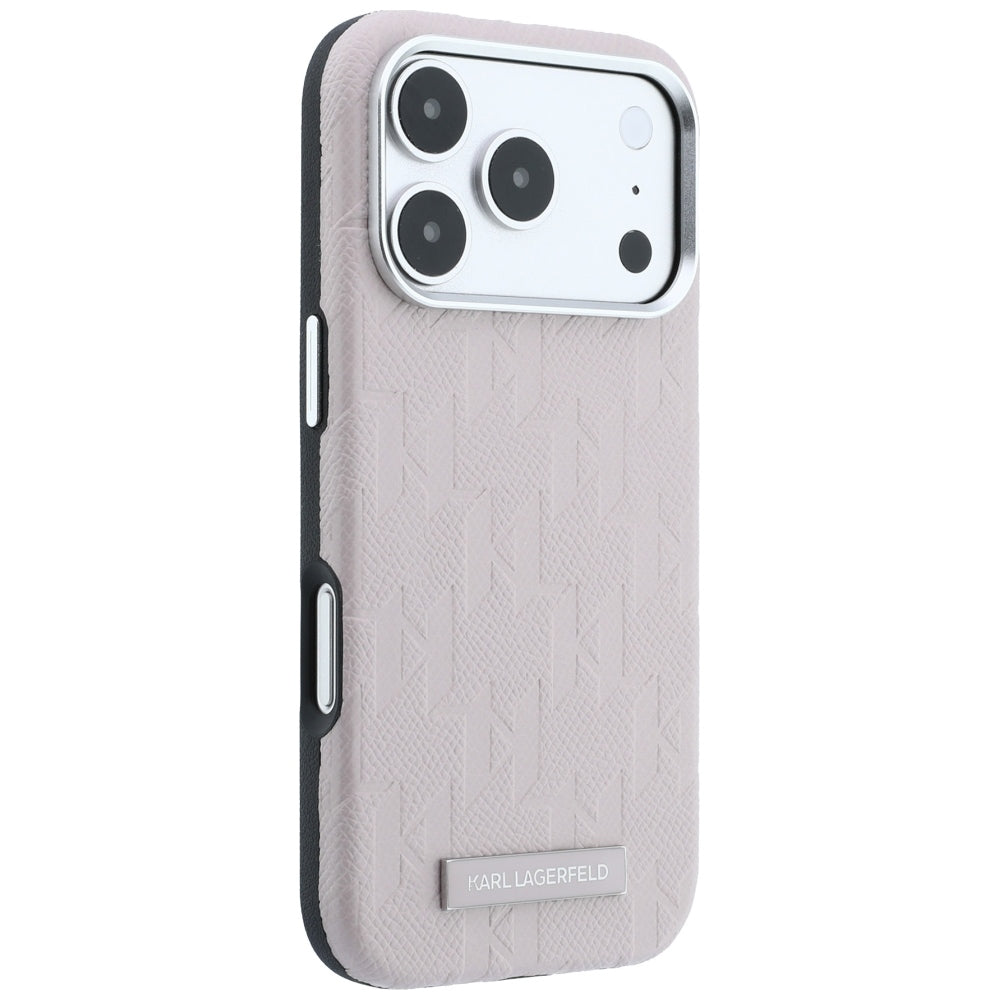 Husa MagSafe pentru Apple iPhone 18 Pro / 17 Pro, Karl Lagerfeld, Grained Mono Resin Logo, Roz