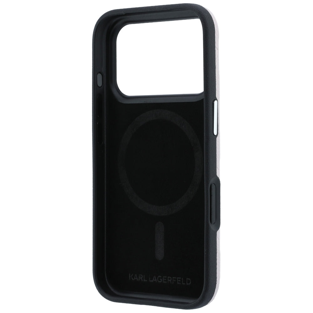 Husa MagSafe pentru Apple iPhone 18 Pro / 17 Pro, Karl Lagerfeld, Grained Mono Resin Logo, Roz