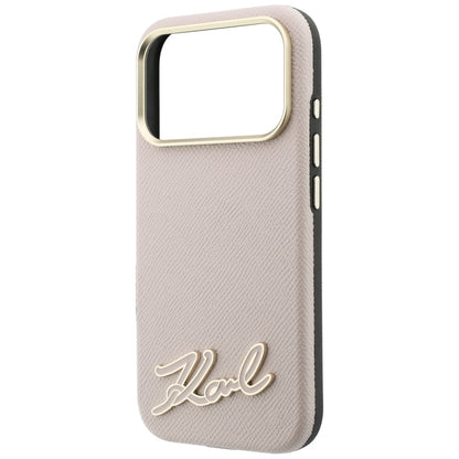 Husa MagSafe pentru Apple iPhone 18 Pro / 17 Pro, Karl Lagerfeld, Grained Resin Sign Logo, Roz