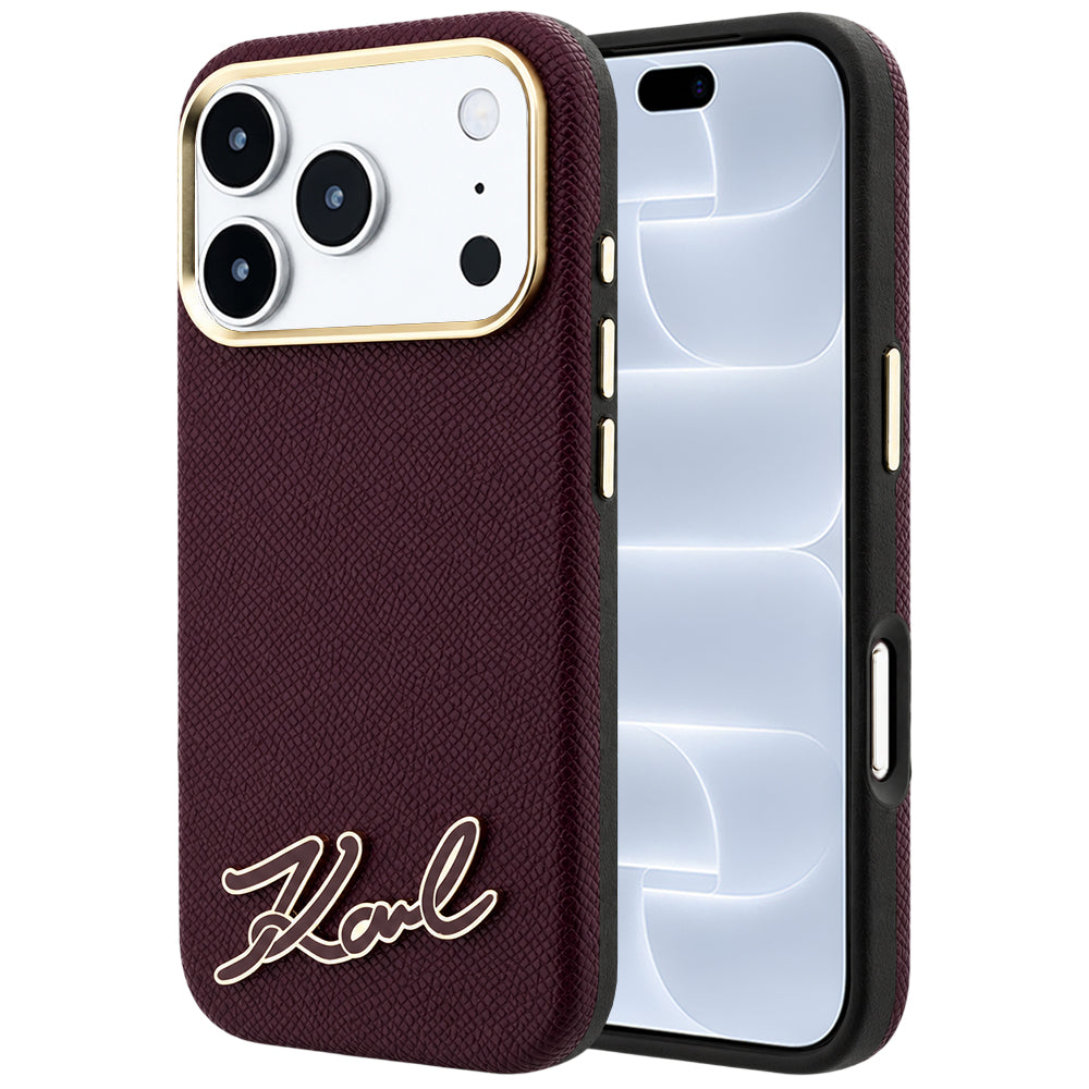 Husa MagSafe pentru Apple iPhone 18 Pro / 17 Pro, Karl Lagerfeld, Grained Resin Sign Logo, Visinie