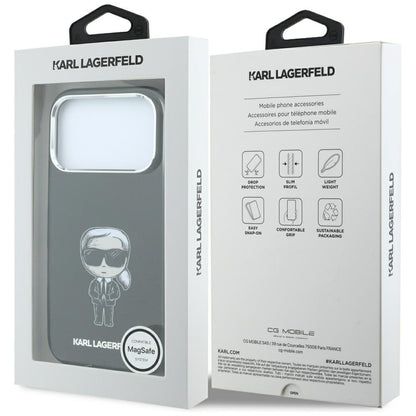 Husa MagSafe pentru Apple iPhone 18 Pro / 17 Pro, Karl Lagerfeld, HC IML Ikonik Sketch Print, Neagra