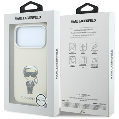 Husa MagSafe pentru Apple iPhone 18 Pro / 17 Pro, Karl Lagerfeld, Ikonik Sketch, Bej