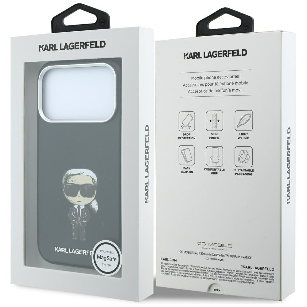 Husa MagSafe pentru Apple iPhone 18 Pro / 17 Pro, Karl Lagerfeld, Ikonik Sketch, Neagra