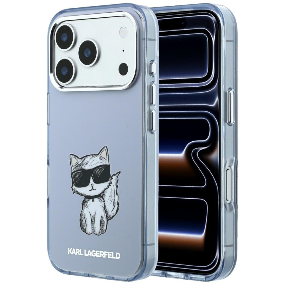 Husa MagSafe pentru Apple iPhone 18 Pro / 17 Pro, Karl Lagerfeld, IML Choupette Body Sketch Print, Albastra