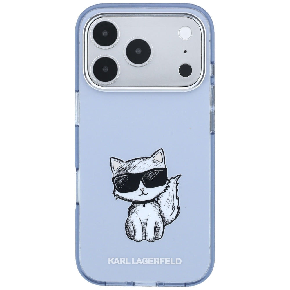 Husa MagSafe pentru Apple iPhone 18 Pro / 17 Pro, Karl Lagerfeld, IML Choupette Body Sketch Print, Albastra