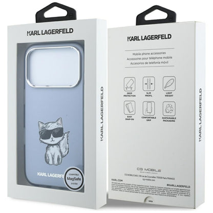 Husa MagSafe pentru Apple iPhone 18 Pro / 17 Pro, Karl Lagerfeld, IML Choupette Body Sketch Print, Albastra