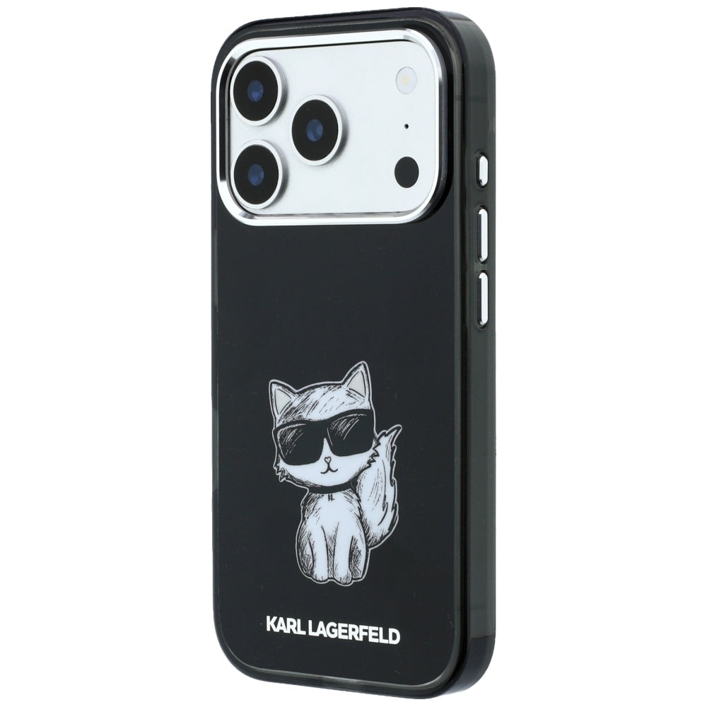 Husa MagSafe pentru Apple iPhone 18 Pro / 17 Pro, Karl Lagerfeld, IML Choupette Body Sketch Print, Neagra