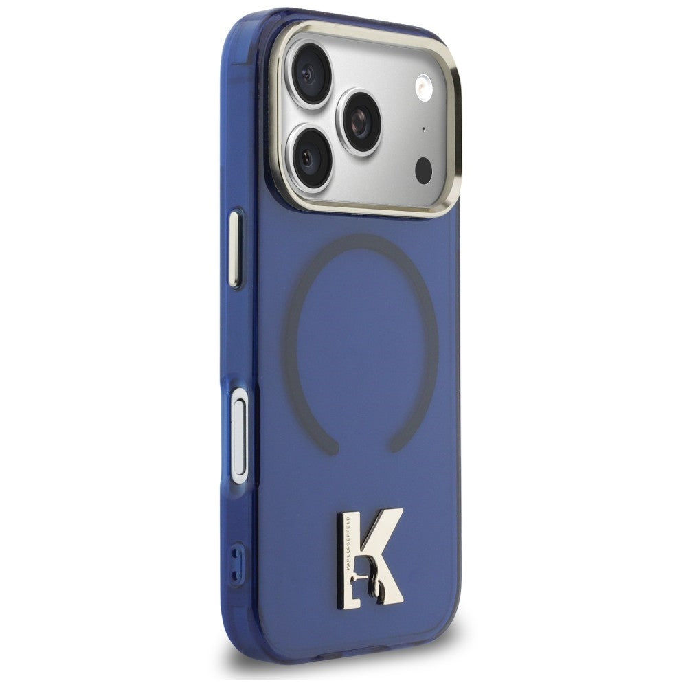Husa MagSafe pentru Apple iPhone 18 Pro / 17 Pro, Karl Lagerfeld, IML Karl Head Logo, Albastra