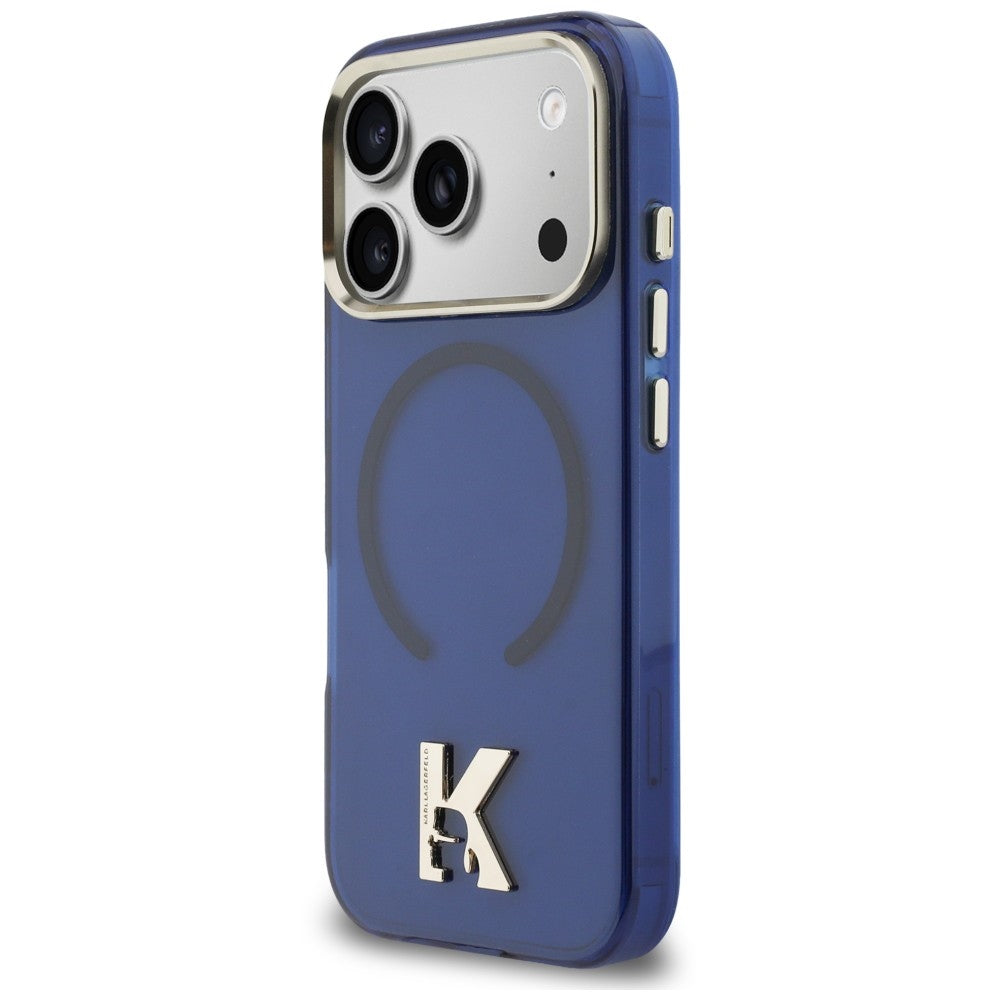 Husa MagSafe pentru Apple iPhone 18 Pro / 17 Pro, Karl Lagerfeld, IML Karl Head Logo, Albastra