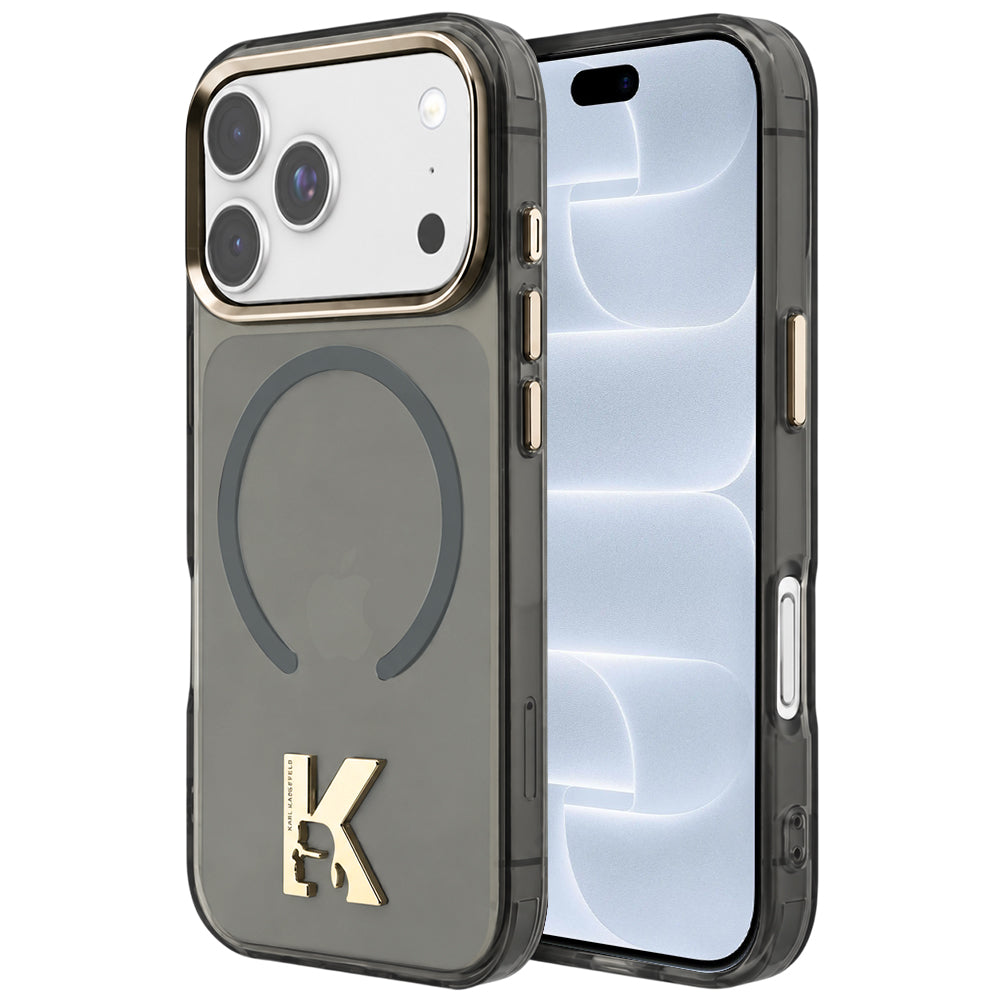 Husa MagSafe pentru Apple iPhone 18 Pro / 17 Pro, Karl Lagerfeld, IML Karl Head Logo, Neagra