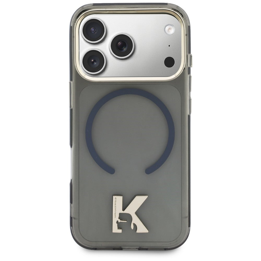 Husa MagSafe pentru Apple iPhone 18 Pro / 17 Pro, Karl Lagerfeld, IML Karl Head Logo, Neagra