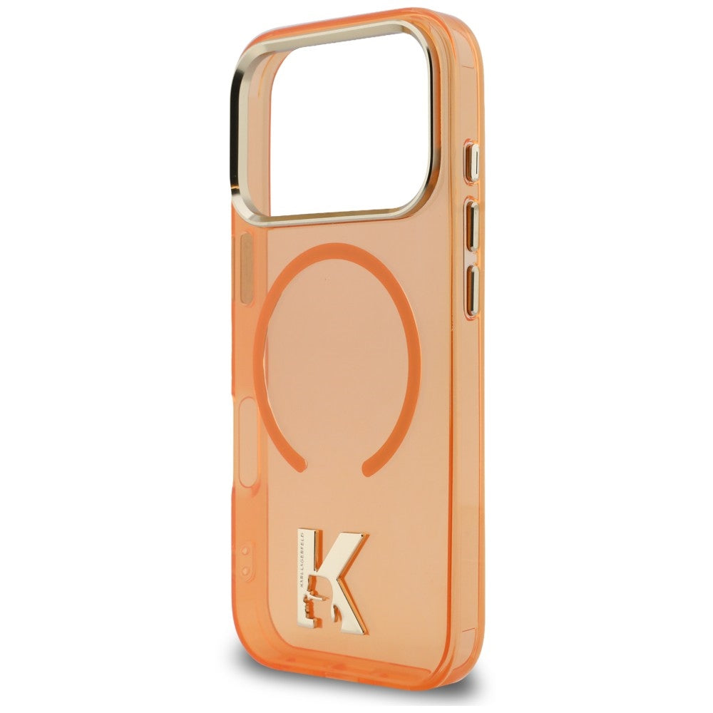 Husa MagSafe pentru Apple iPhone 18 Pro / 17 Pro, Karl Lagerfeld, IML Karl Head Logo, Portocalie