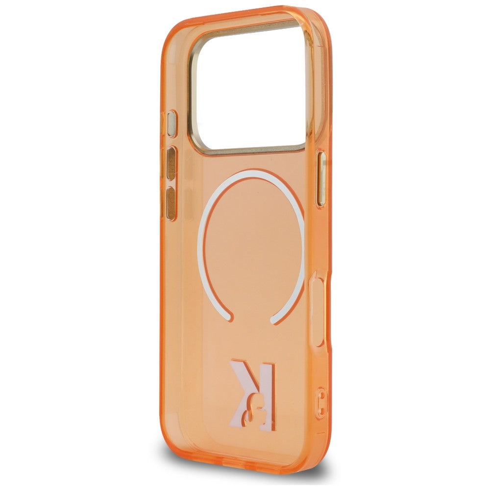 Husa MagSafe pentru Apple iPhone 18 Pro / 17 Pro, Karl Lagerfeld, IML Karl Head Logo, Portocalie