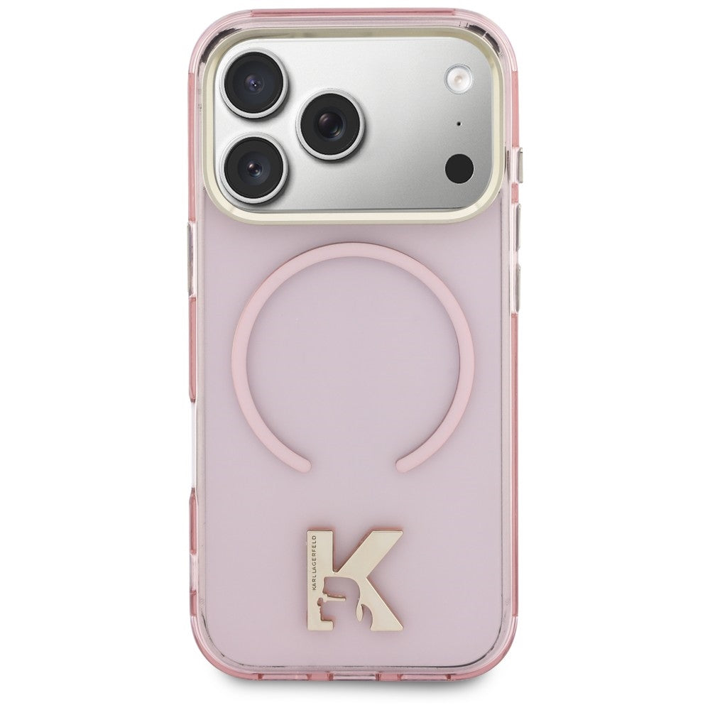 Husa MagSafe pentru Apple iPhone 18 Pro / 17 Pro, Karl Lagerfeld, IML Karl Head Logo, Roz